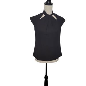Express black cap sleeve cut out blouse womens size small